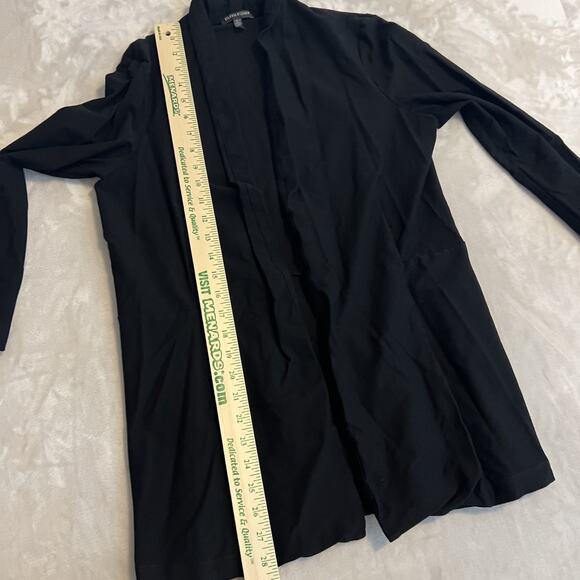 Eileen Fisher Cardigan Womens Small Black Open Front Stretch Capsule Preppy - Picture 7 of 12